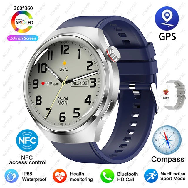 For Huawei GT4 PRO Smart Watch Men Watch 4 Pro AMOLED HD Screen Bluetooth Call GPS NFC Heart rate waterproof SmartWatch 2024 New-EXPROTAS