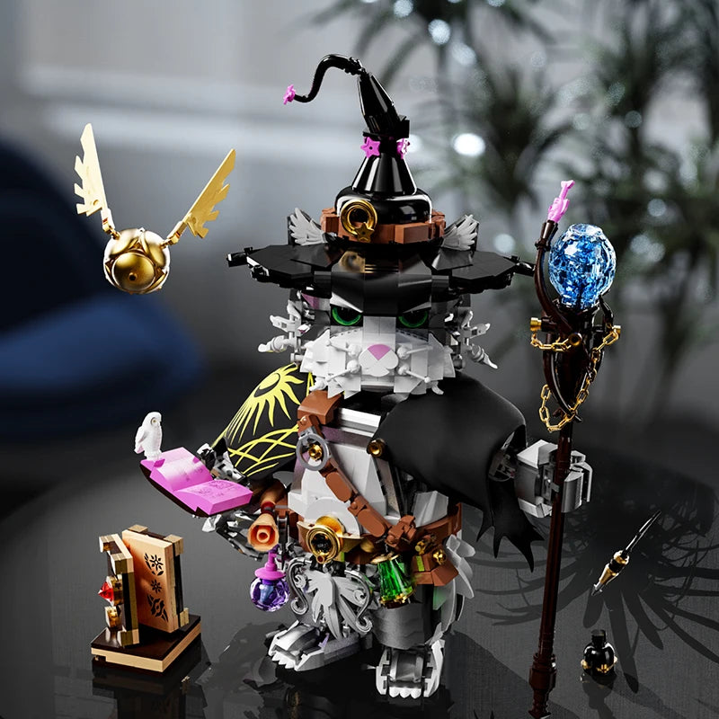 1400+pcs Wizard Cat Magic Animal Building Blocks MOC Creative DIY Model Toy Gift