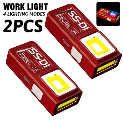 USB Rechargeable LED Work Light Mini Torch Magnetic Flashlight Camping