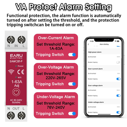 Tuya Smart Circuit Breaker | WiFi MCB 1P+N 63A Timer Energy Meter Remote Control