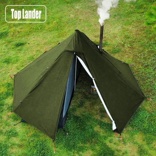 Camping Hot Tent with Chimney Window Outdoor Ultralight Tipi Teepee Tent Pyramid Double Layer Bushcraft 1 Person Tents Hot Tent-EXPROTAS
