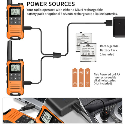 2pcs Two Way Radio Walkie Talkie Long Range Portable Rechargeable for Camping