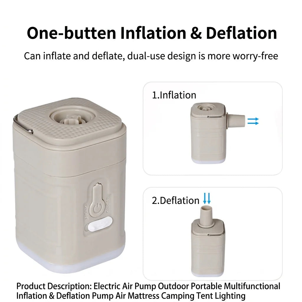 Mini Electric Air Pump USB Rechargeable for Camping Inflate Deflate Mattress