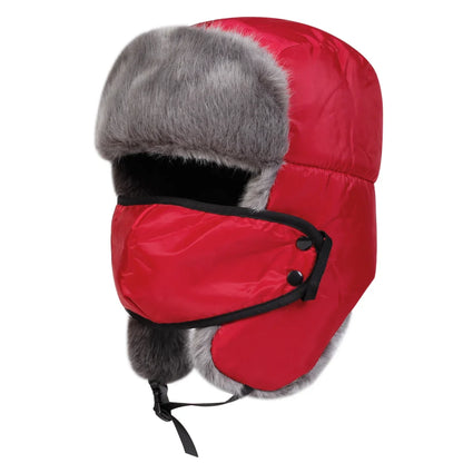 Unisex Winter Earflap Hat Ski Plush Lined Warm Knit Outdoor Cap