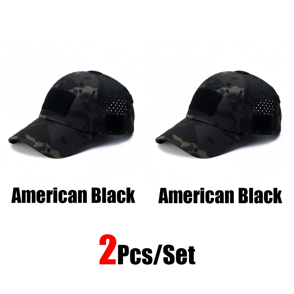 2Pcs Camouflage Baseball Cap Breathable Sun Hat Outdoor Hunting Fishing