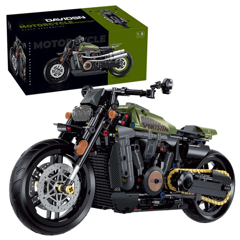 1:8 MOC Racing Motorcycle Building Blocks 600+pcs Technical Motorbike Model Toy Gift