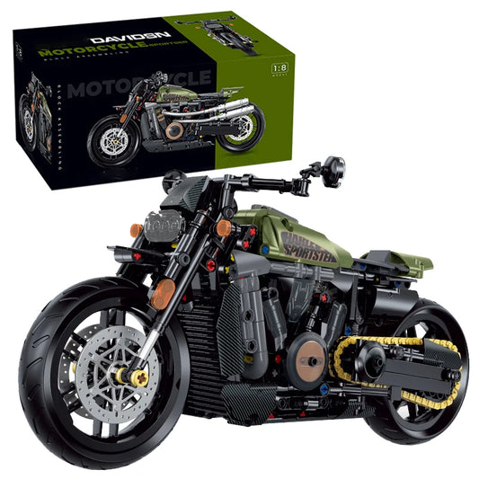 1:8 MOC Racing Motorcycle Building Blocks 600+pcs Technical Motorbike Model Toy Gift