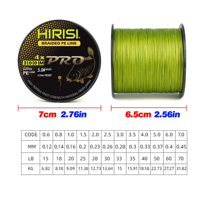 Hirisi 300M 4 Strands PE Braided Fishing Line 15-70LB Smooth Carp Line