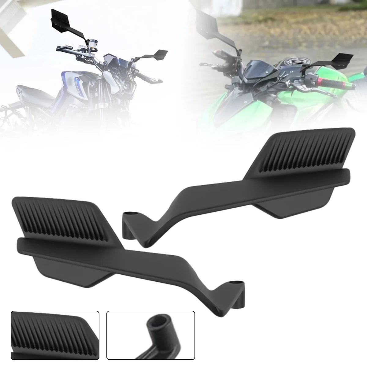 Adjustable Motorcycle Wind Wing Side Mirror Deflectors Rearview Mirror Mount