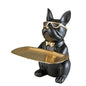 Bulldog Tray Animal Statue Storage Resin Creative Ornament for Living Room