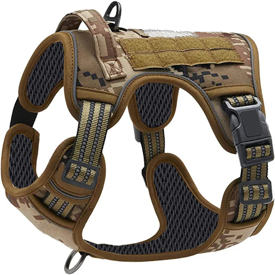 1Pc Dog Tactical Harness Adjustable Military Vest Reflective Handle Large