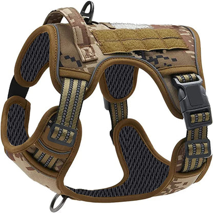1Pc Dog Tactical Harness Adjustable Military Vest Reflective Handle Large