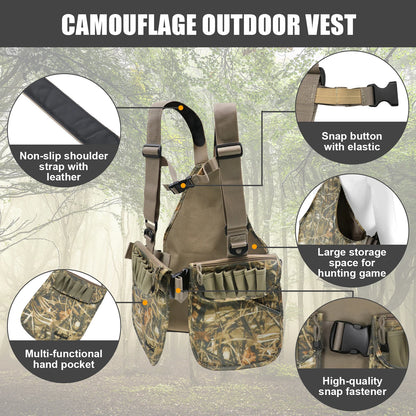 Lightweight Camouflage Hunting Vest for Fishing with Duck Pouch and Pockets