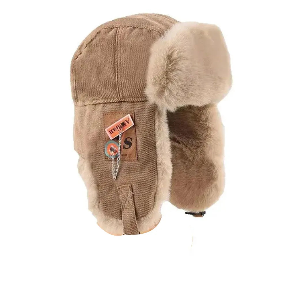 Ushanka Fur Hat Winter Cap Warm Earflap Trapper Ski Bomber Hats for Men Women