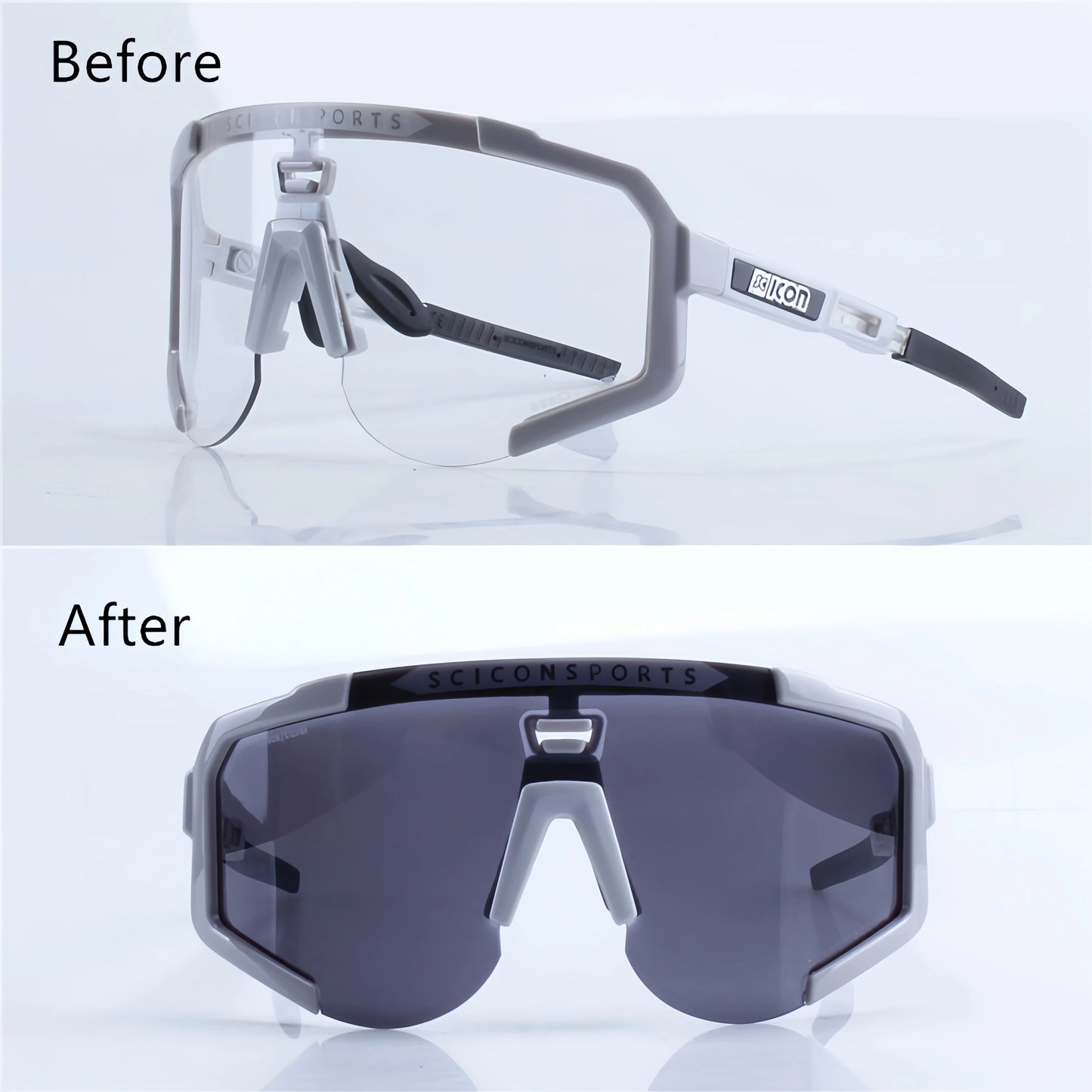 SCICON Photochromic Cycling Glasses, UV400 Outdoor Sports Sunglasses for Men & Women MTB Road Bike