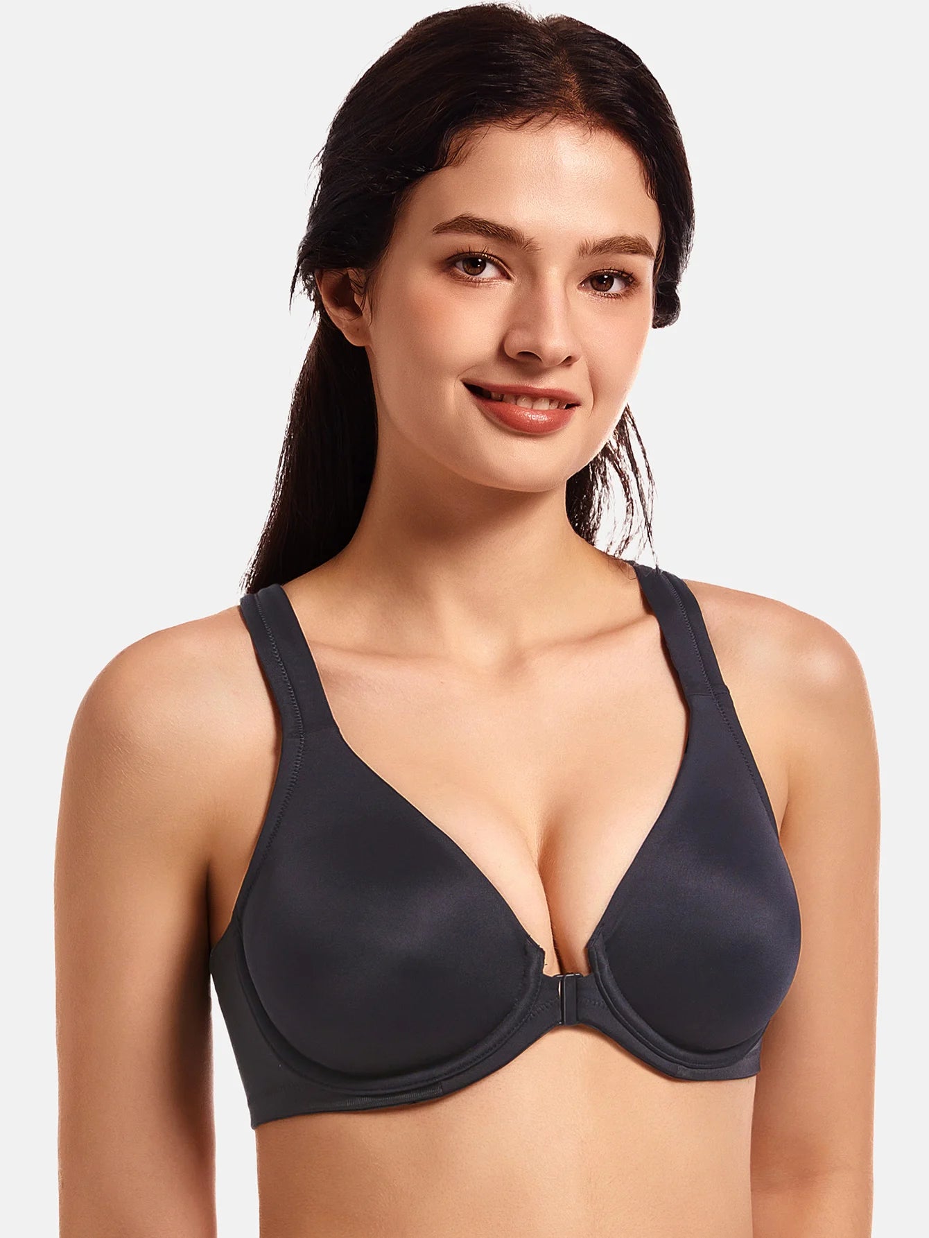 MELENECA Women’s Front Closure Racerback Underwire Bra Unlined Seamless Full Coverage