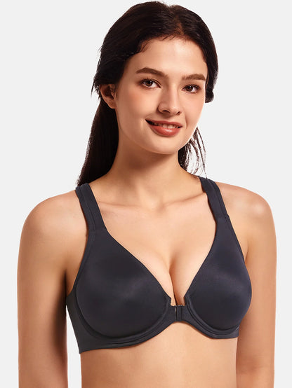 MELENECA Women’s Front Closure Racerback Underwire Bra Unlined Seamless Full Coverage