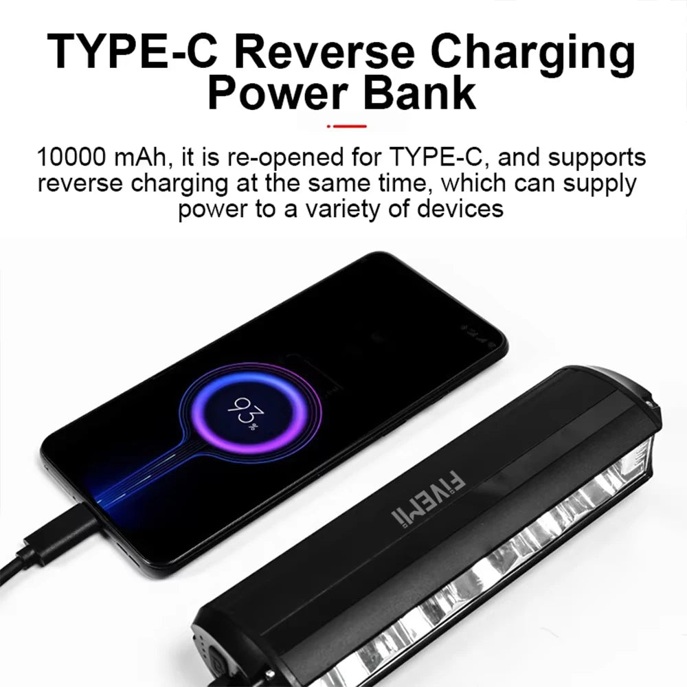 Bicycle Light Front USB Rechargeable 10000mAh LED MTB Waterproof Lamp