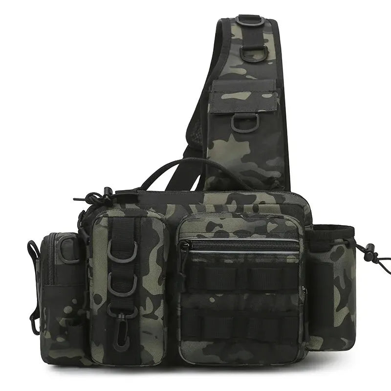 Fishing Tackle Backpack Lure Box Gear Storage Bag Fanny Pack for Men Fly Fishing Backpack with Rod Holder Sling Shoulder Bag-EXPROTAS