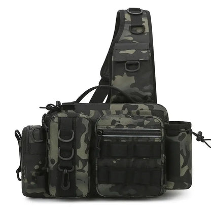 Fishing Tackle Backpack Lure Box Gear Storage Bag Fanny Pack for Men Fly Fishing Backpack with Rod Holder Sling Shoulder Bag-EXPROTAS