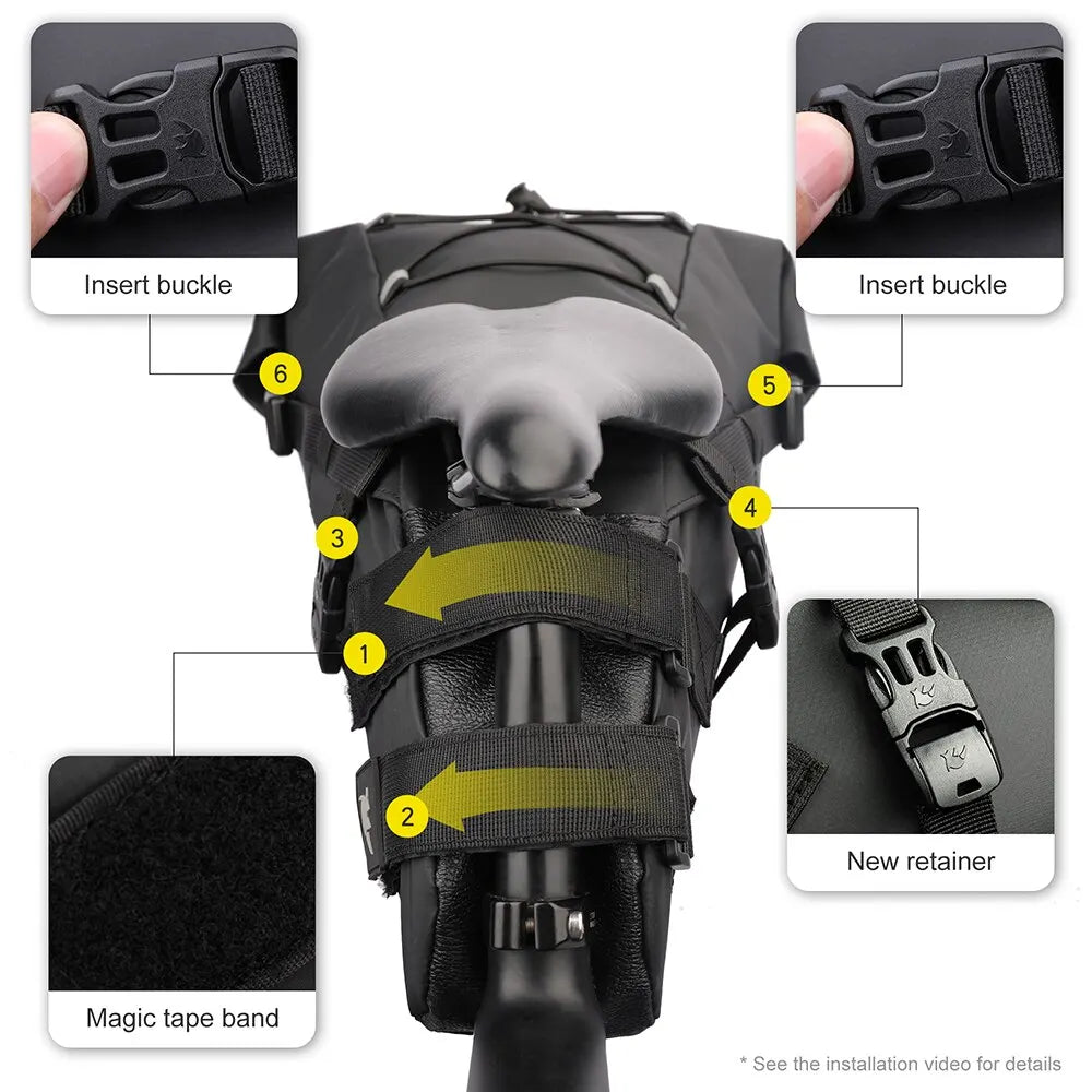 Rhinowalk Bike Saddle Bag Waterproof MTB Road Bicycle 13L Large Capacity Cycling Bag Foldabe Tail Rear Bag Trunk Accessories-EXPROTAS