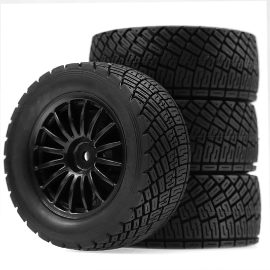 4pcs 80mm Rally Tires Wheel Rim Set for 1/10 RC Car HSP 94177 HPI WR8 Flux