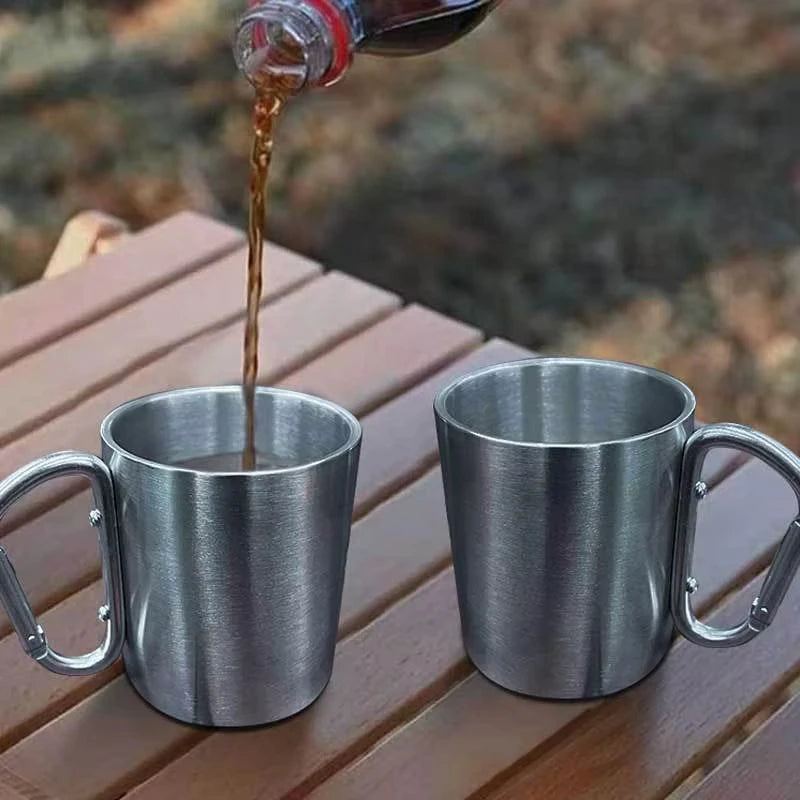 Outdoor Mountaineering Button Portable Stainless Steel Water Cup 1PC