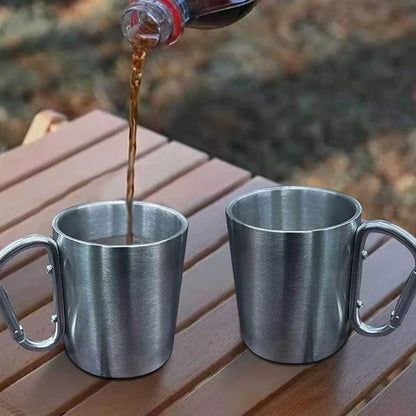 Outdoor Mountaineering Button Portable Stainless Steel Water Cup 1PC