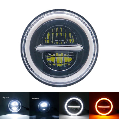 7" LED Headlight w/ DRL Angel Eyes for Harley Honda Yamaha Jeep H4