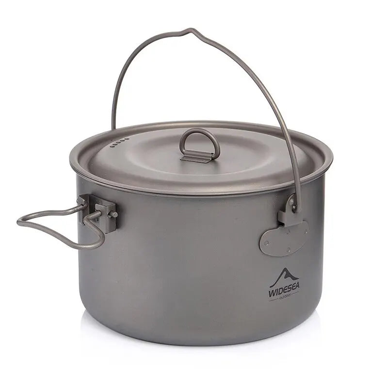 Widesea Camping Tableware Titanium Cookware Set Tourism Cauldron Outdoor Cooking Pot Frying Pan Picnic Kitchen Hiking Trekking-EXPROTAS