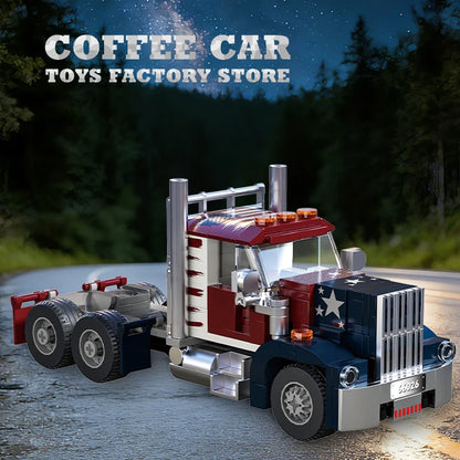 MOC Truck Head Container Trailer Building Blocks City Shipping Vehicle Toy Set