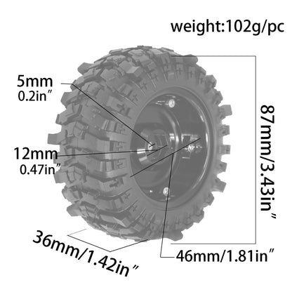 1/12 Crawler Tire 87mm 12mm RC Car Wheels and Tires for MN168 MN78 MN98