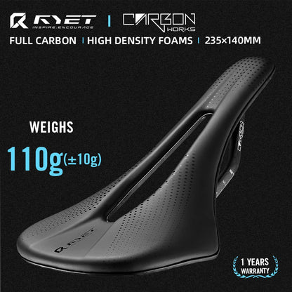 RYET 3D Carbon Bike Saddle | 140/143mm MTB Racing Lightweight Seat Cushion