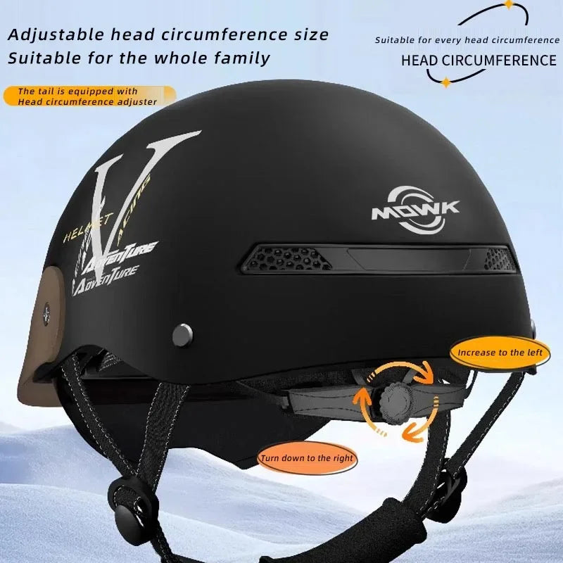 MOWK Motorcycle Vintage Half Helmet Summer Breathable Men Women Electric Jet Scooter Open Face Helmets Reflective Safety Helmets