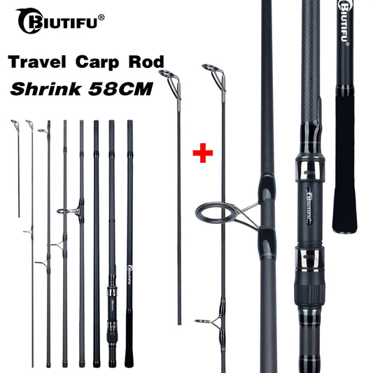 BIUTIFU Carp Fishing Rod 2 Tips 30T Carbon 3–4.2m Travel Casting Pole