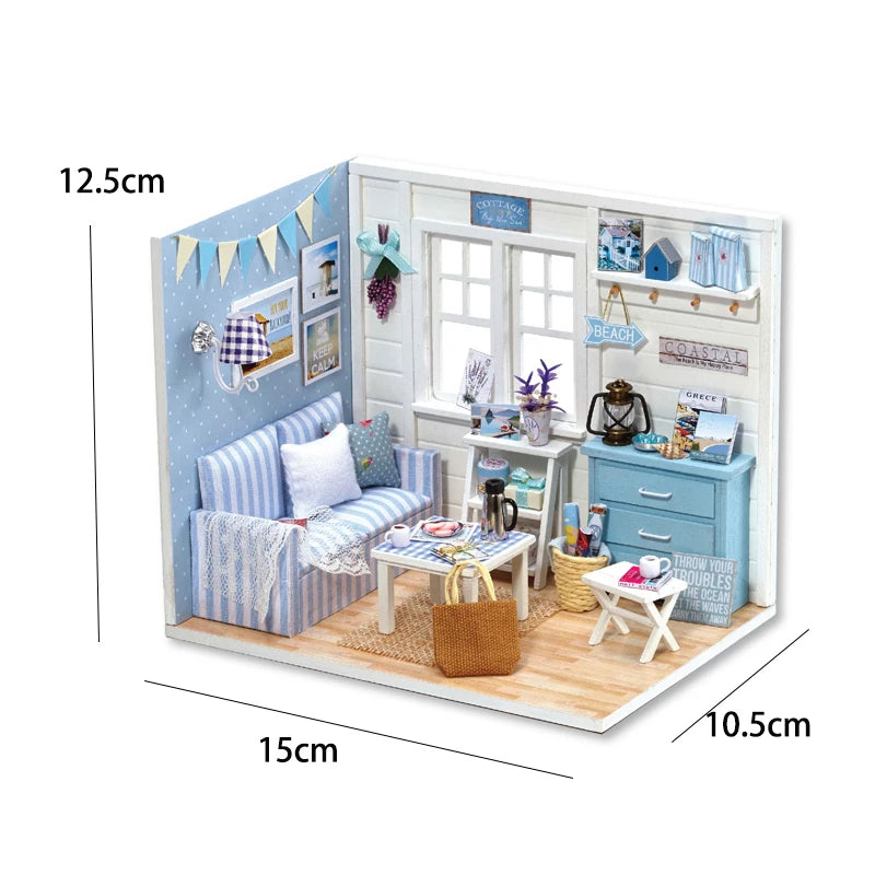 DIY Miniature Dollhouse 3D Puzzle Kit with Furniture & LED Lights Room Decor Gift - EXPROTAS