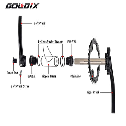 GOLDIX MTB Crankset 104BCD Narrow Wide Chainring 170/175mm for Shimano SRAM