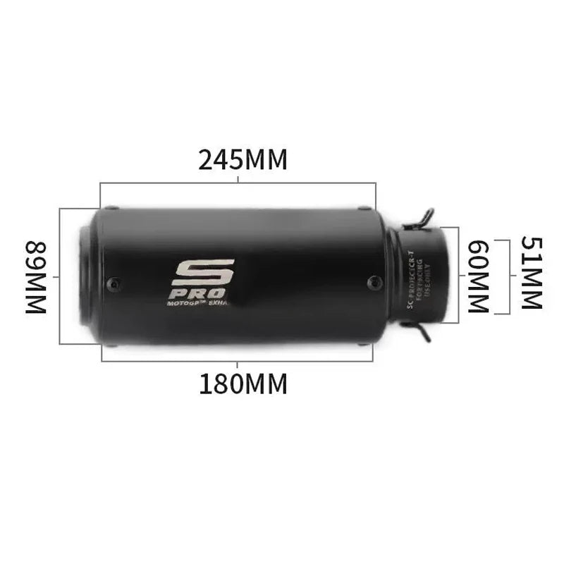 51/60mm Motorcycle Exhaust Pipe | Straight-Through Muffler for Honda/Yamaha