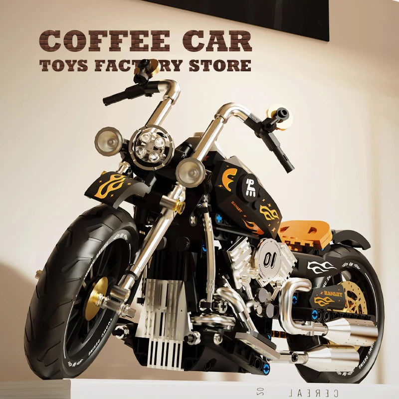 High-Tech Retro Motorbike MOC Building Blocks City Racing Motorcycle Model Toy Gift