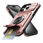 iPhone 11-16 Pro Max Ring Kickstand Wallet Case Heavy Duty Shockproof Cover