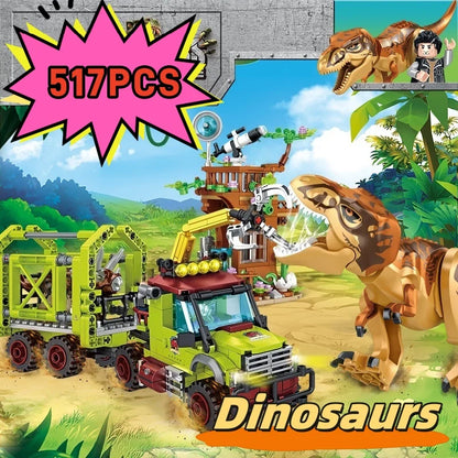 Jurassic Ocean Escape Ship Building Blocks MOC Mosasaurus Dinosaur Brick Set