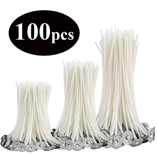 Candle Wicks Pre Waxed with Sustainers Long Tabbed for Craft Making 100pcs
