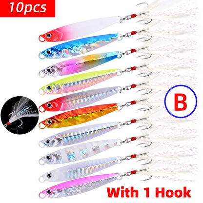 10Pcs Super Quatity Metal Casting Jig 7g-10g-14g-21g-28g-40g Shore Drag Cast Jigging Spoon Fishing Lure Artificial Bait Tackle