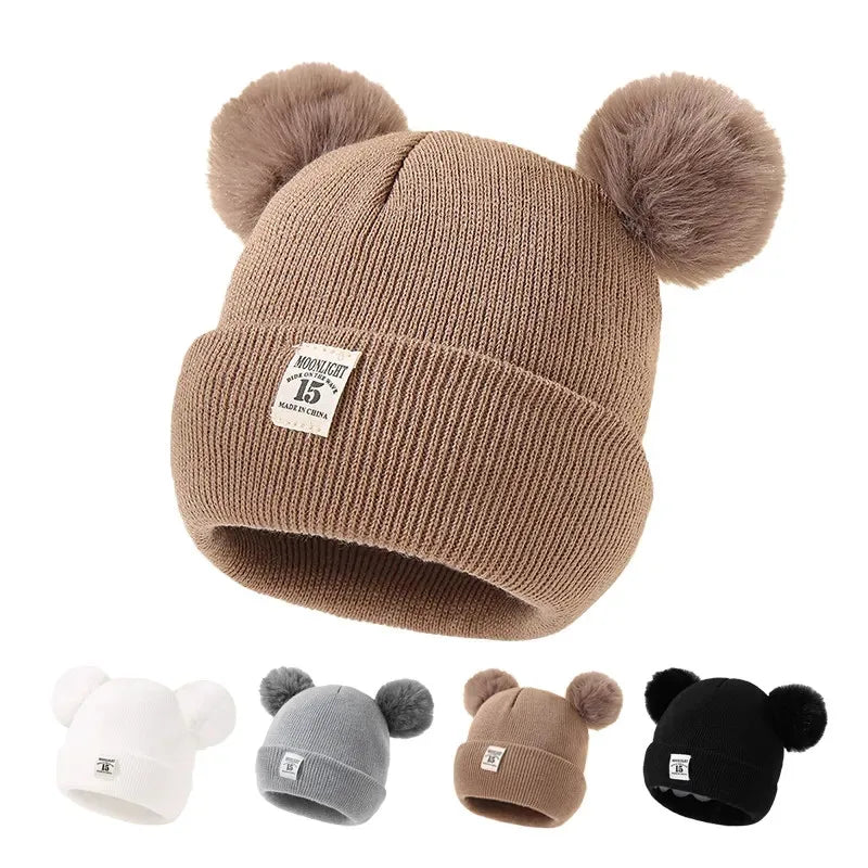 Knit Beanie Hat for Kids Warm Pom Winter Knitted Cap Boys Girls