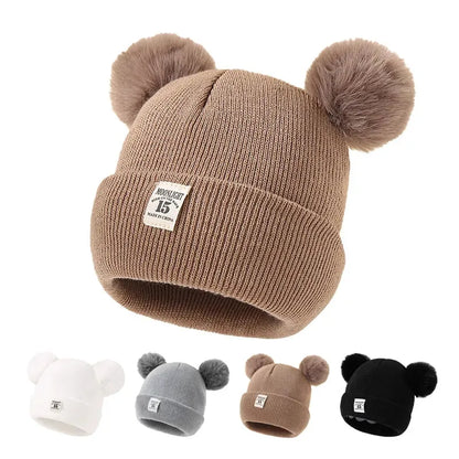 Knit Beanie Hat for Kids Warm Pom Winter Knitted Cap Boys Girls