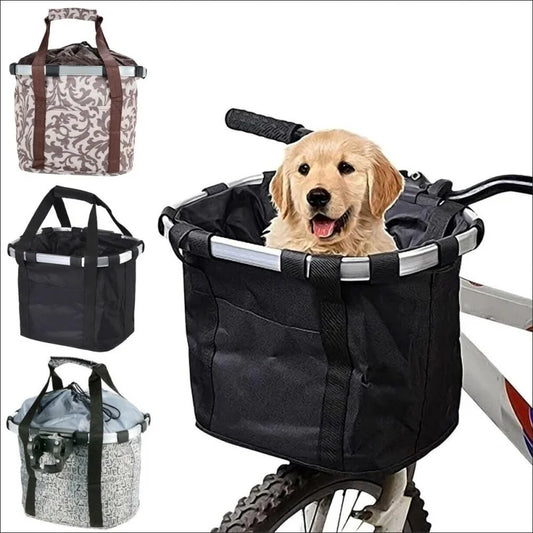 2-in-1 Bike Front Basket Pet Carrier Handlebar Bag Foldable 5KG Load MTB