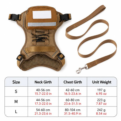 Adjustable Training Dog Outdoor Vest with Backpack & Elastic Leash