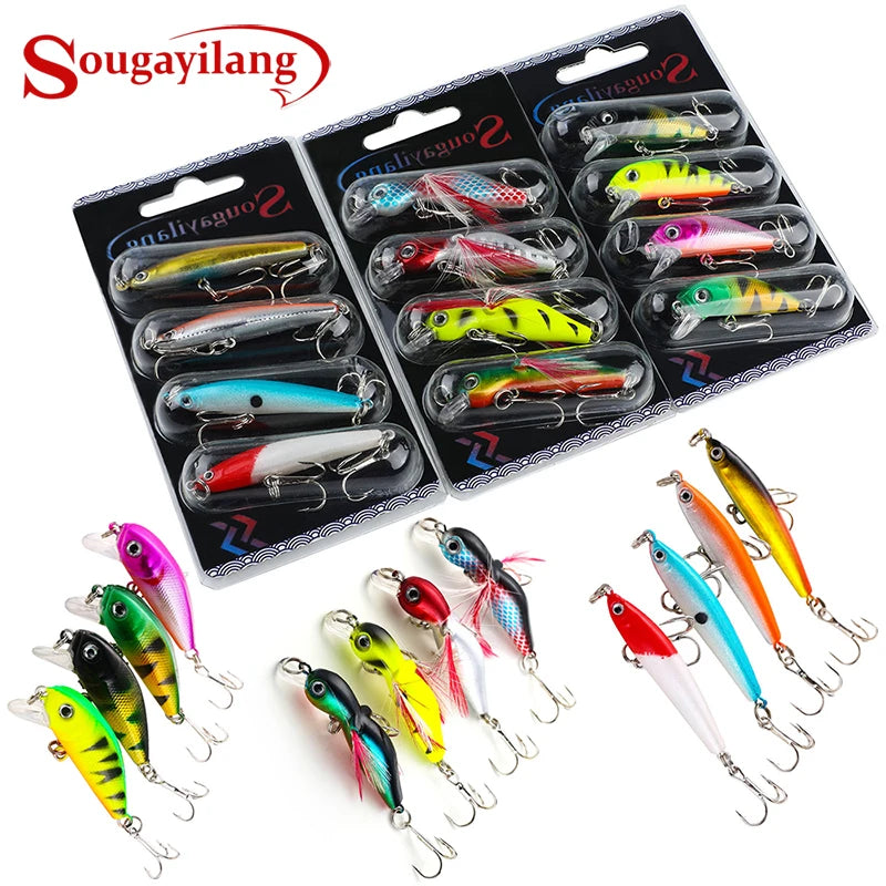 4PCS Hook Fishing Lures Wobbler Set for Bass Sea Carp Bait Tackles
