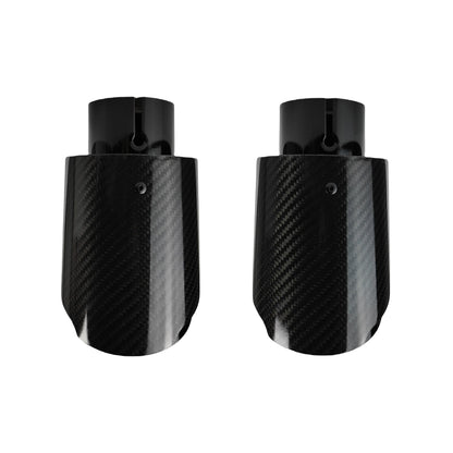 Carbon Throat Muffler Tip | Bright Black Twill Stainless Steel Exhaust Tip