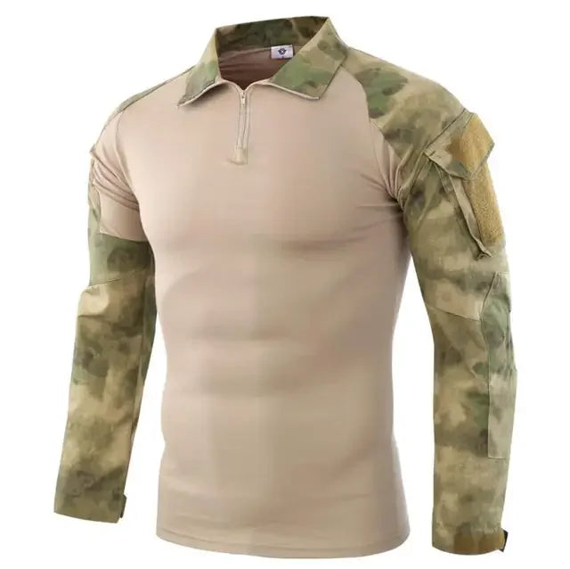 Mens Combat Military Tactical Long Sleeve Camo T-Shirt Army Shirt